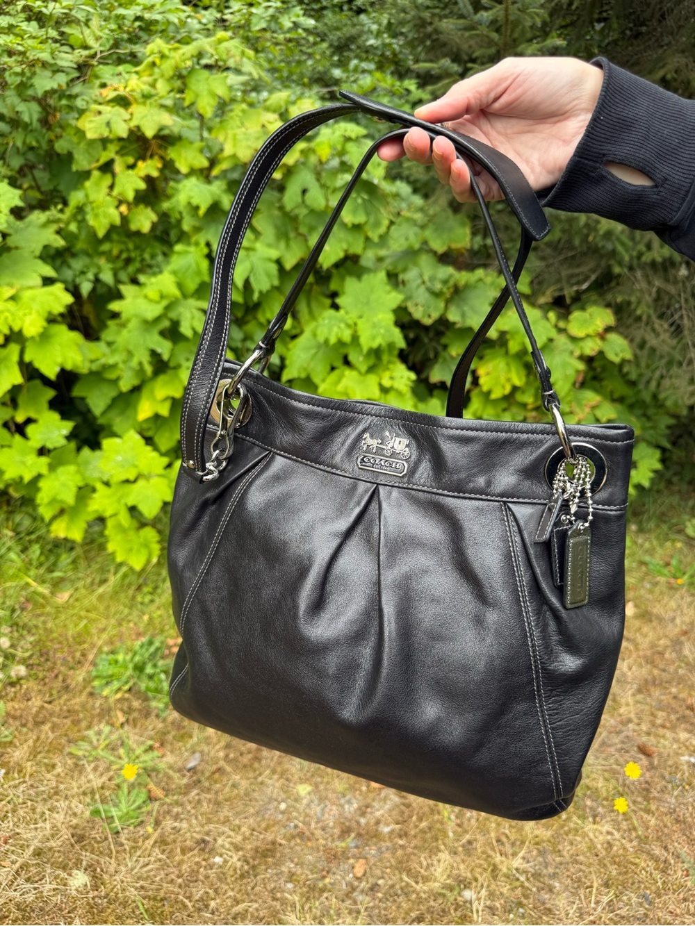 Coach Black Madison MaggieLeather Pleated Shoulder/crossbody bag k0993-14577